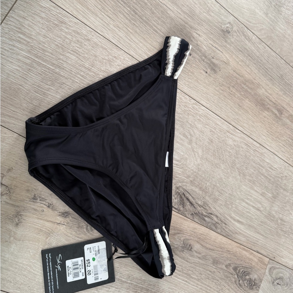 Black Bikini Bottom with White Accents